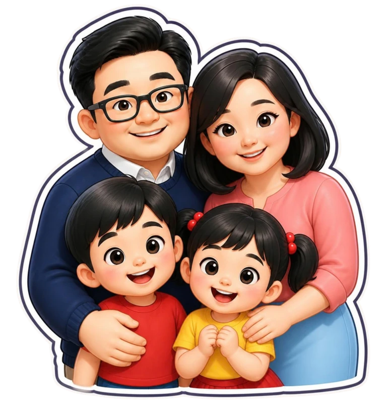 젤리 베이직 가족 — 아빠·엄마·남자아이·여자아이